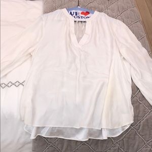 White v-neck silk blouse